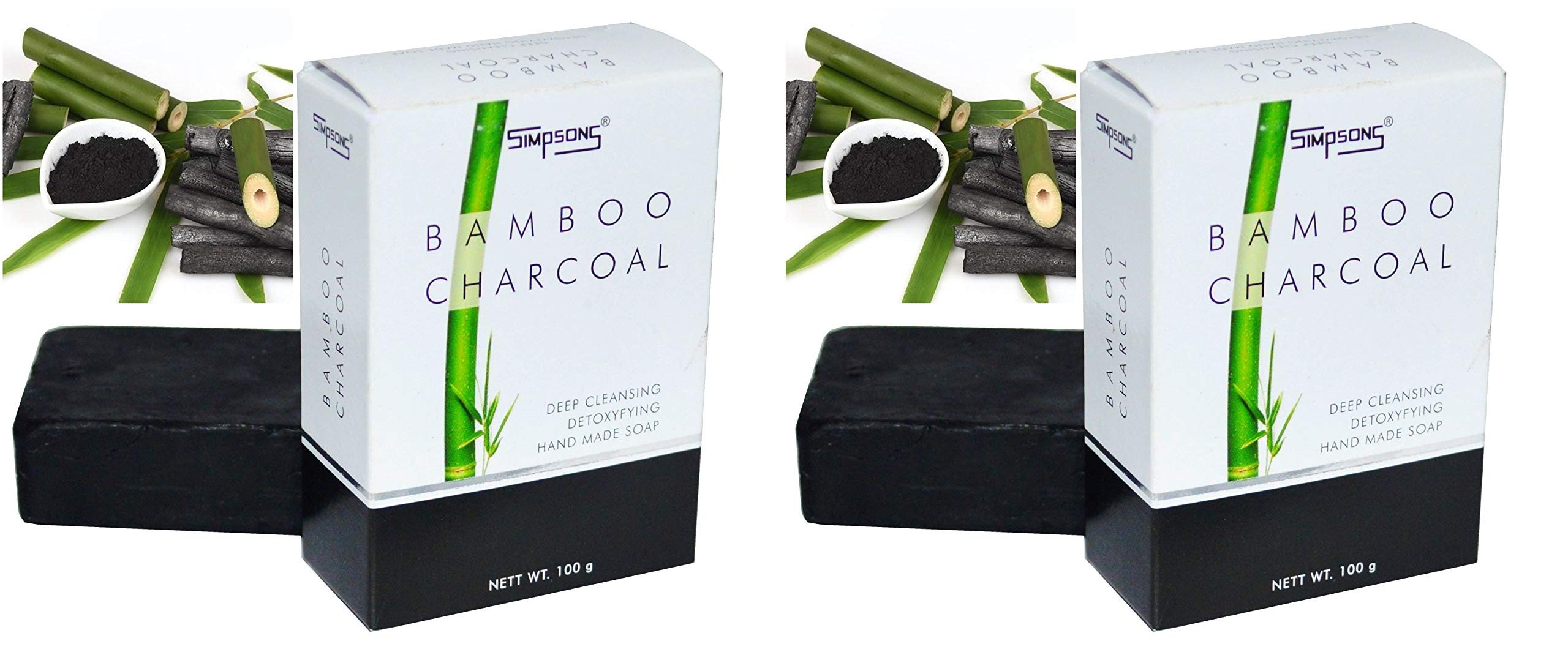 Simpsons VEGAN 100% Herbal ACTIVATED Bamboo Charcoal BAR (USA exported) (100 G) 2 U