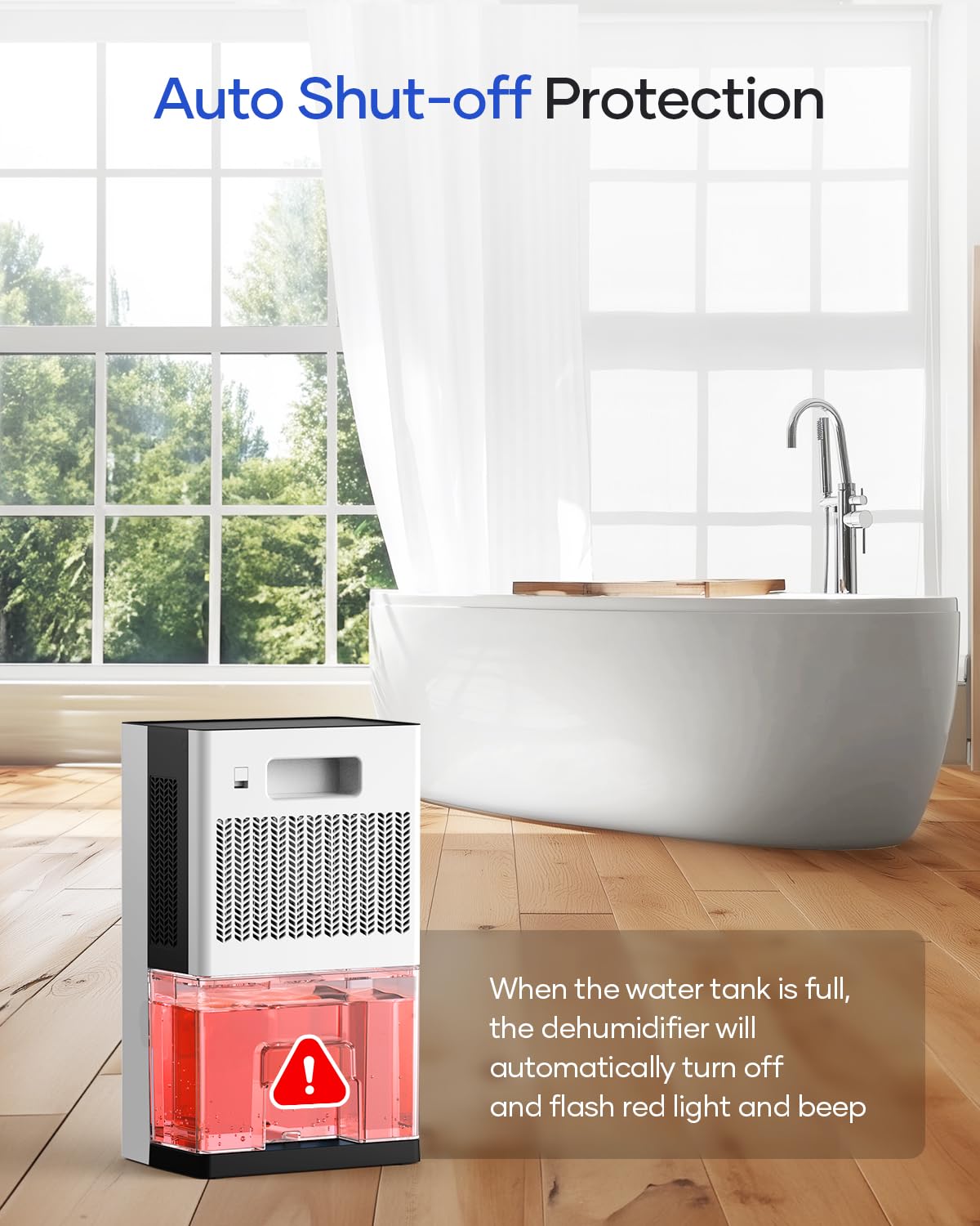 Dehumidifier, 95 OZ Water Tank Dehumidifiers for Home, 1000 sq. ft. Dehumidifier for Basement Bathroom Bedroom with Auto Shut Off, 7 Colors LED Light, Quiet Dehumidifiers with Sleep Mode, White