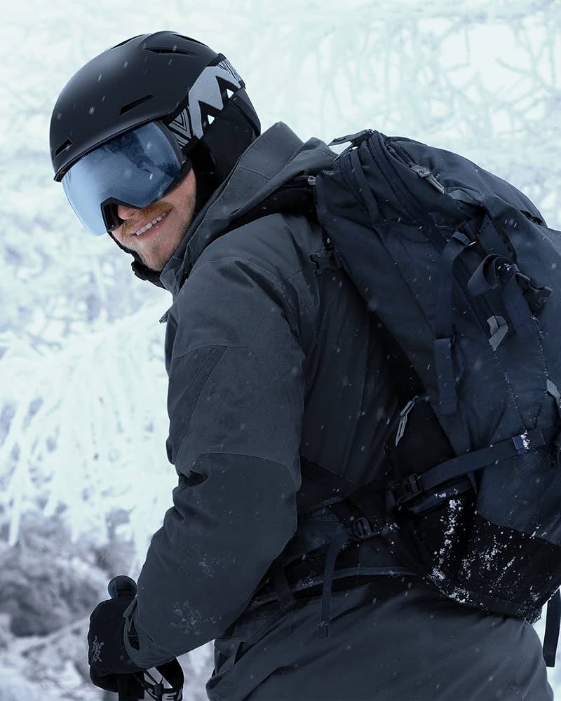 【サイズ:M】3段階温度調整！最長8時間！撥水加工！スマホ操作可能！ スキー ス Amazon | OUTDOORMASTER スキー ヘルメット スノーボード