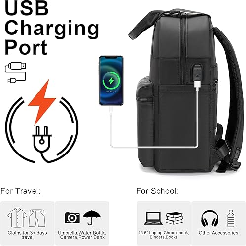 Miniatura 7 de CYUREAY Mochila convertible para laptop de 15.6 pulgadas para laptop y tablet, B-Negro, Mochila de viaje para mujer, bolsa para laptop