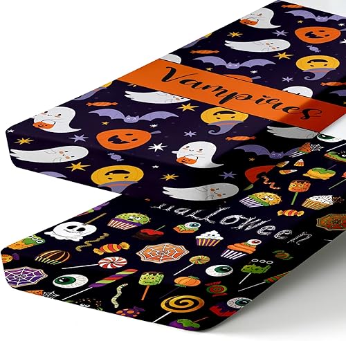 Sábana bajera personalizada para cuna con nombre, 2 piezas para cuna, diseño de Halloween, para bebés, niños y niñas, mini sábana de cuna para bebé, disponible en Yaxa Costa Rica