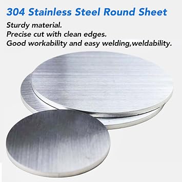 Round 304 Stainless Steel Solid Round Gasket Sheets Metal Plates Diameter 150MM Neat Edges Easy Welding Disc Panel for Military Textiles,4mm