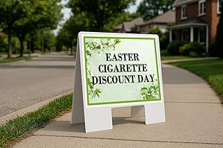 Easter Cigarette Discount Day Spring Flowers Sage Green A-Frame Double Sided 23x23 in. sign