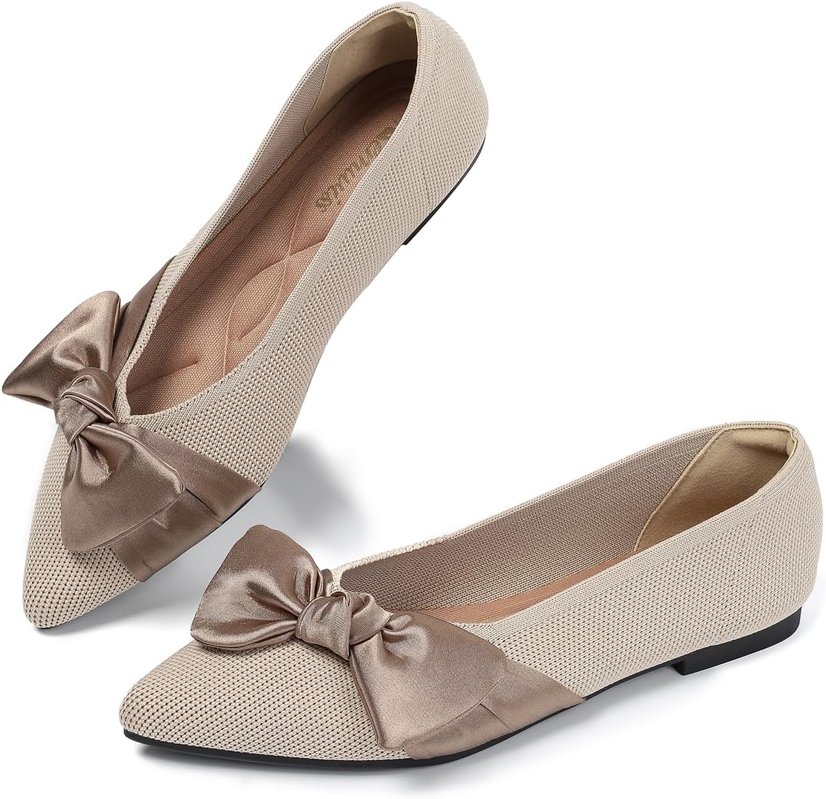 Semwiss Pointed Toe Ballet Flats for Women Slip On Comfortable Flats with Bow Dressy Casual Work Shoes - Image 3