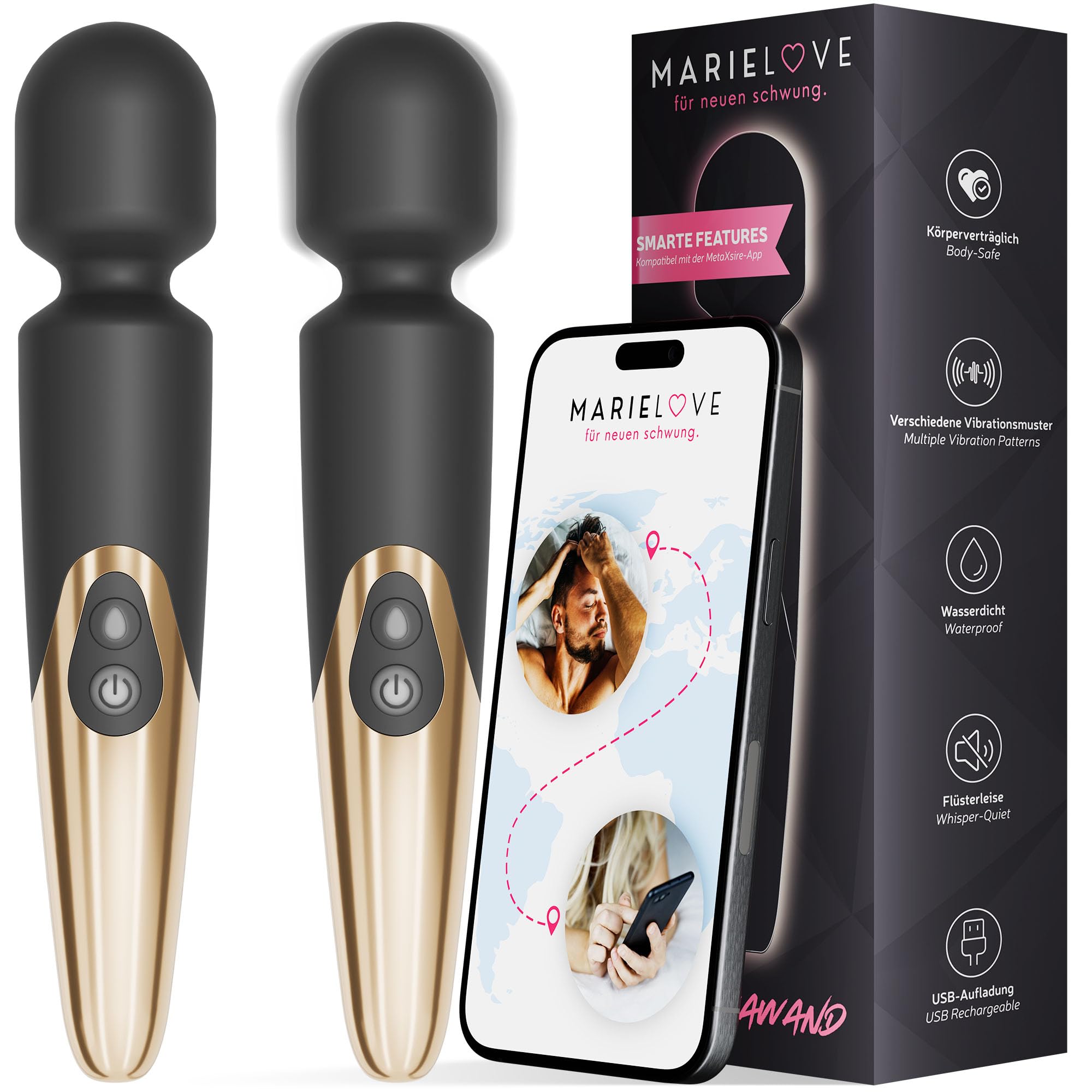 Magic Wand Vibrador Inalámbrico para Mujeres – Varilla de masaje con estimulación del clítoris y batería – 10 modos, juguete sexual para parejas y solos