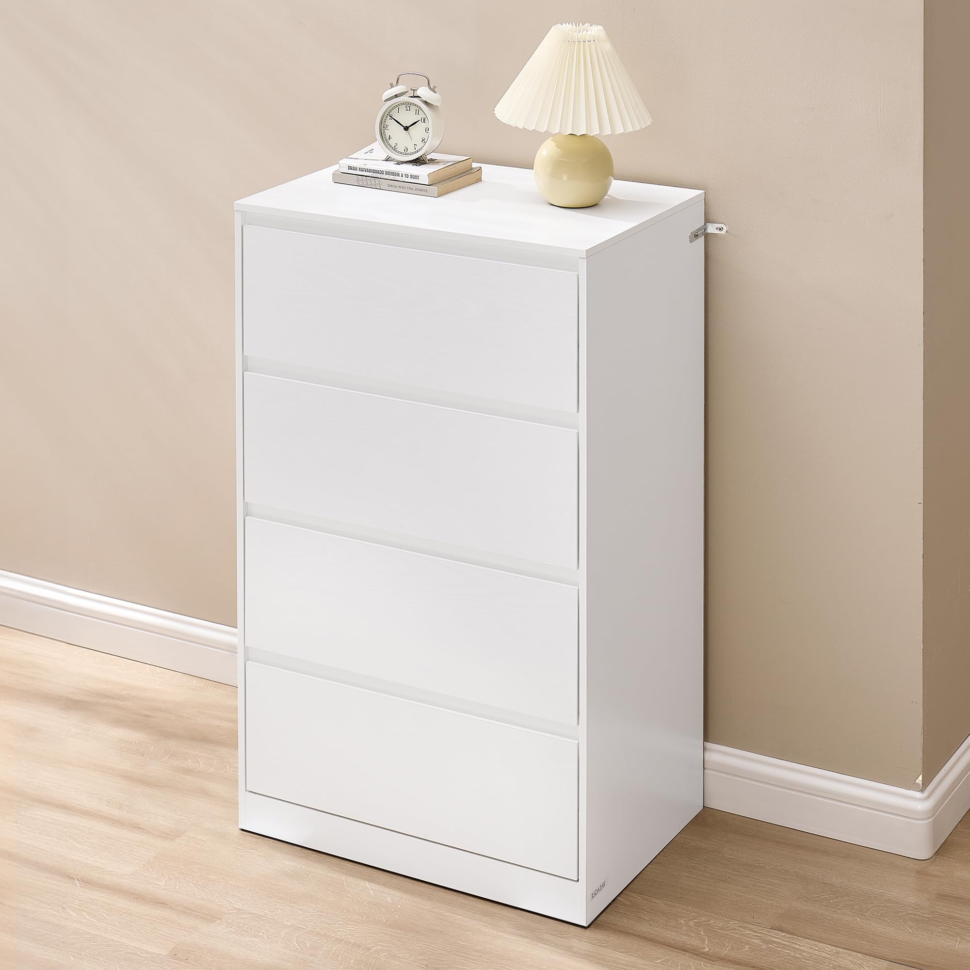 VASAGLE KAILYN Collection - Chest of Drawers for Bedroom, Storage Organiser Unit with 4 Drawers, 40 x 60 x 97.4 cm, Modern Style, Snow White LTS614WE02