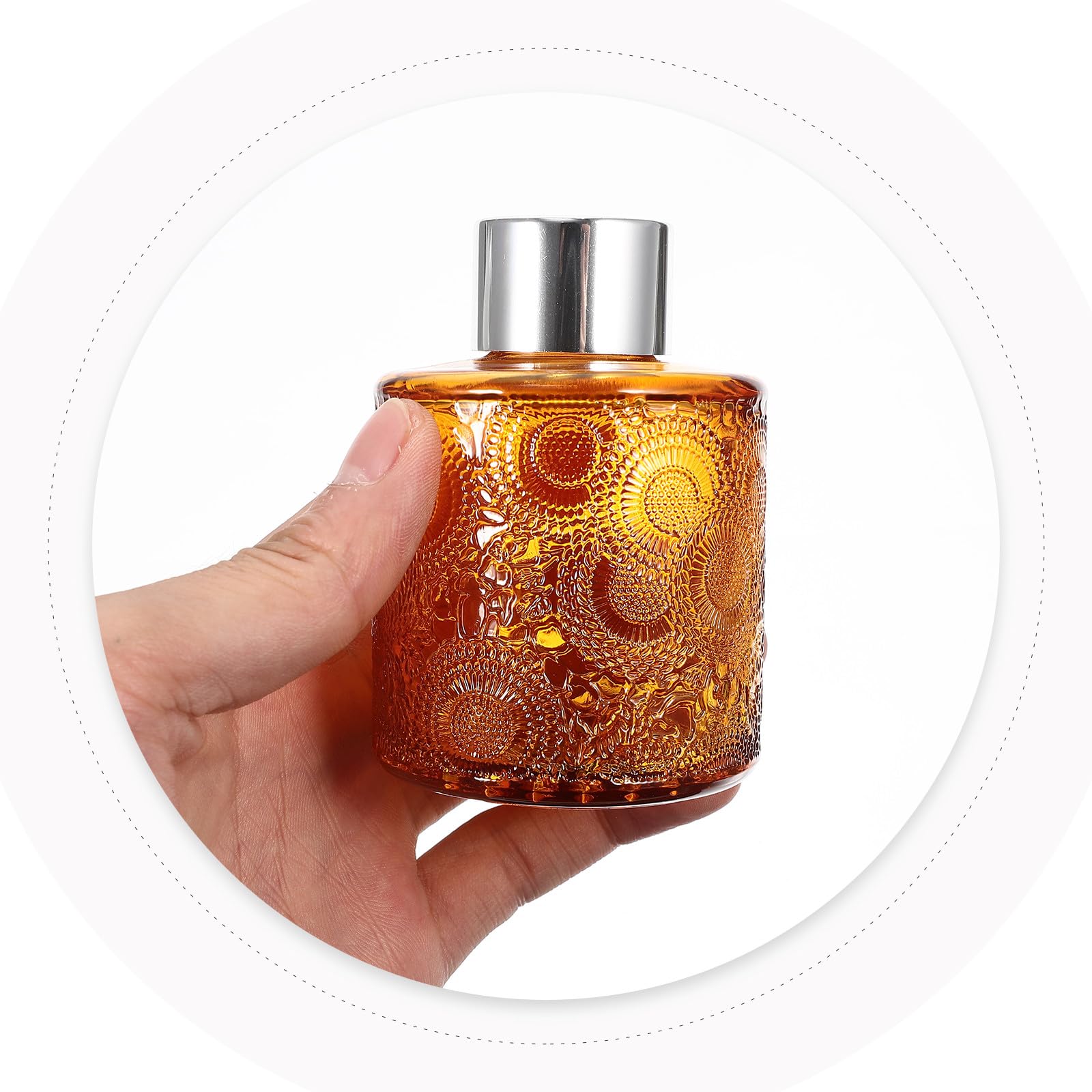 4 Stück Pack Geprägte Dekorative Glas Parfümflakons mit Weitem Mund Elegantes Design für Duftdiffusor und Wohnraumdekoration Zufällige Farbe