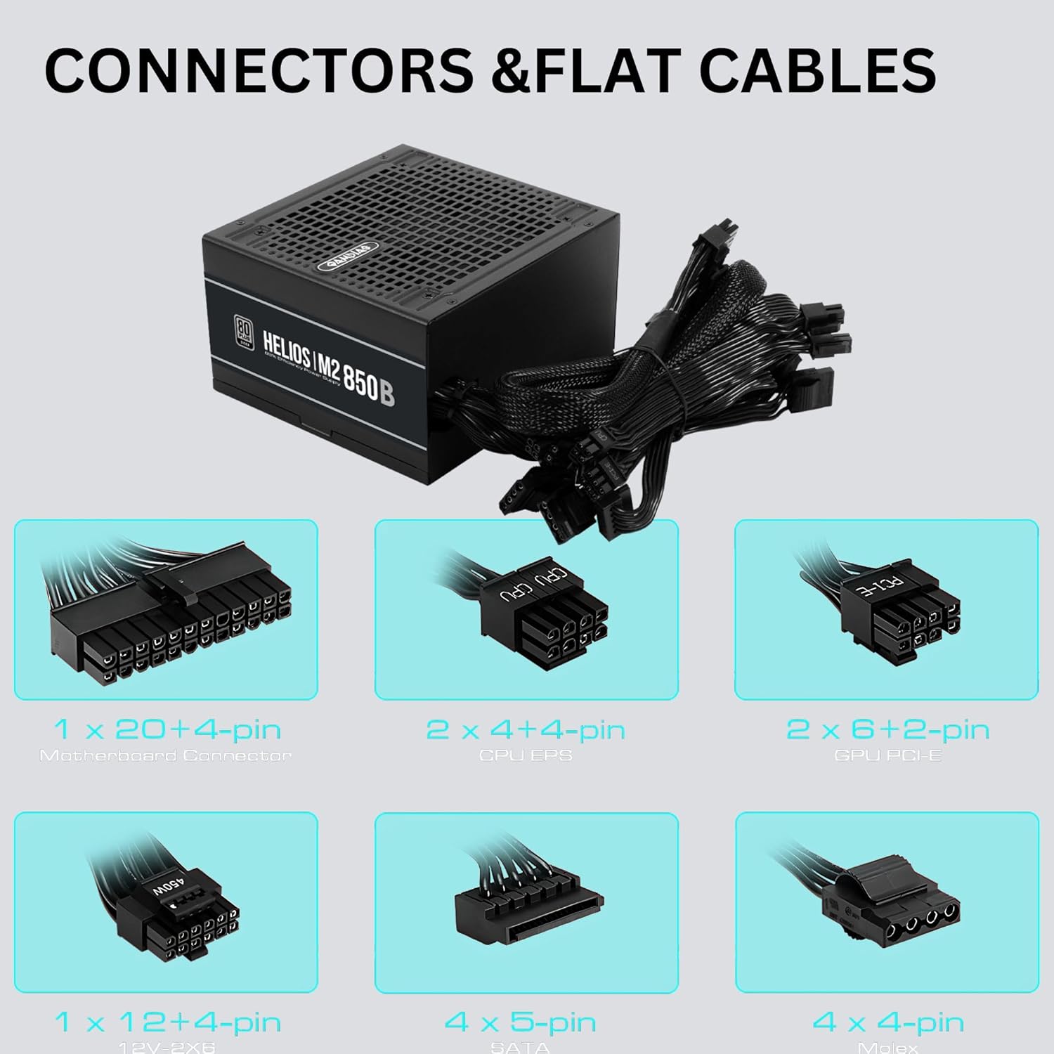 GAMDIAS ATX 3.1 & PCIe 5.1 850W Bronze PSU, 850W Gaming Power Supply, 80+ Bronze ATX Gold 12V Power Supplies for Gaming PC Desktop Computers and Active PFC