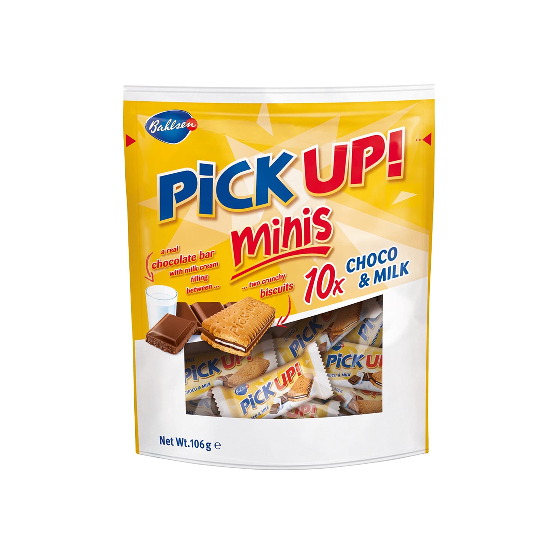 Bahlsen Pick Up! Minis Choco & Milk Biscuits Crunchy Butter Biscuits