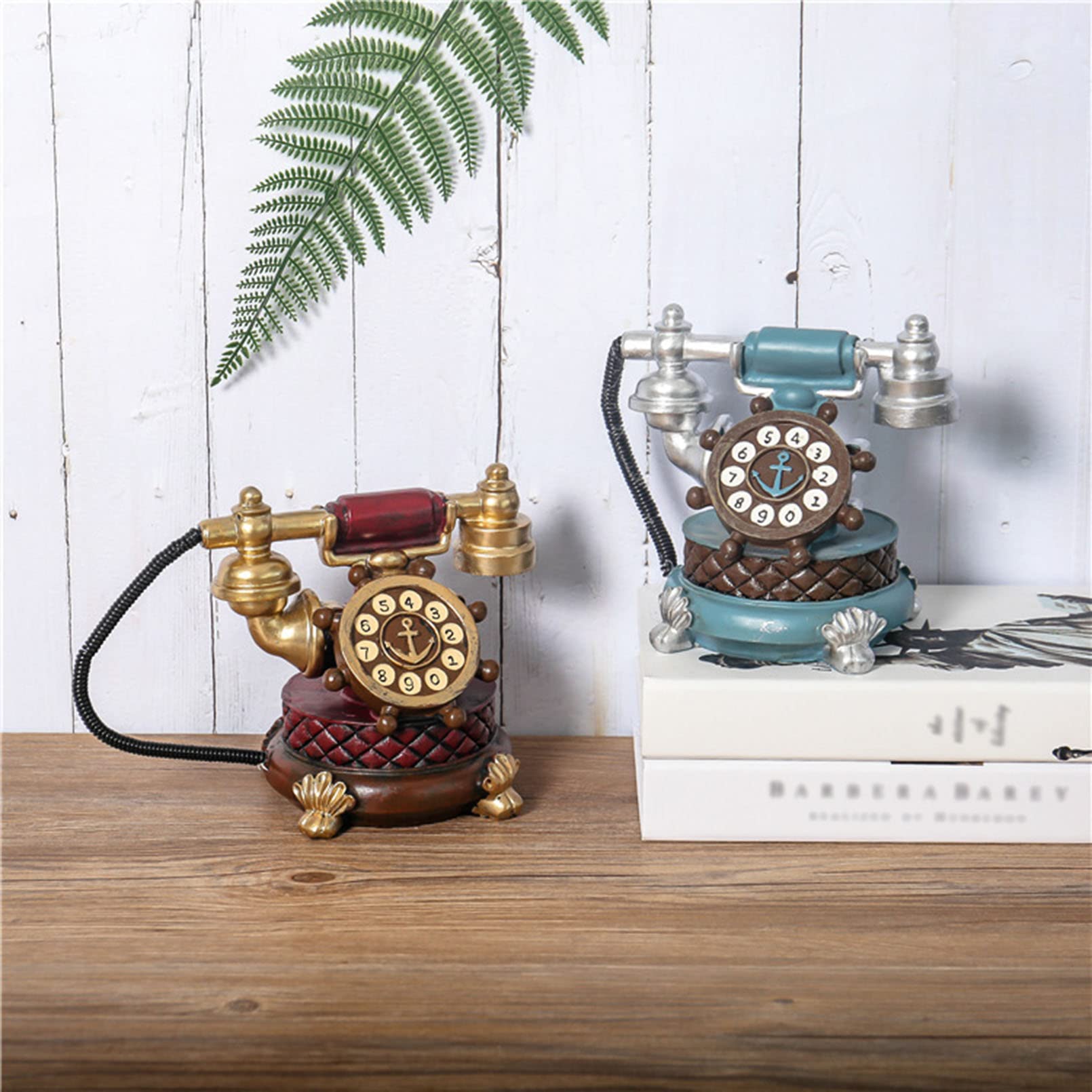 Telefono decorativo in stile europeo antico, statuetta creativa retrò a forma di telefono fisso per casa, ufficio, affari e hotel