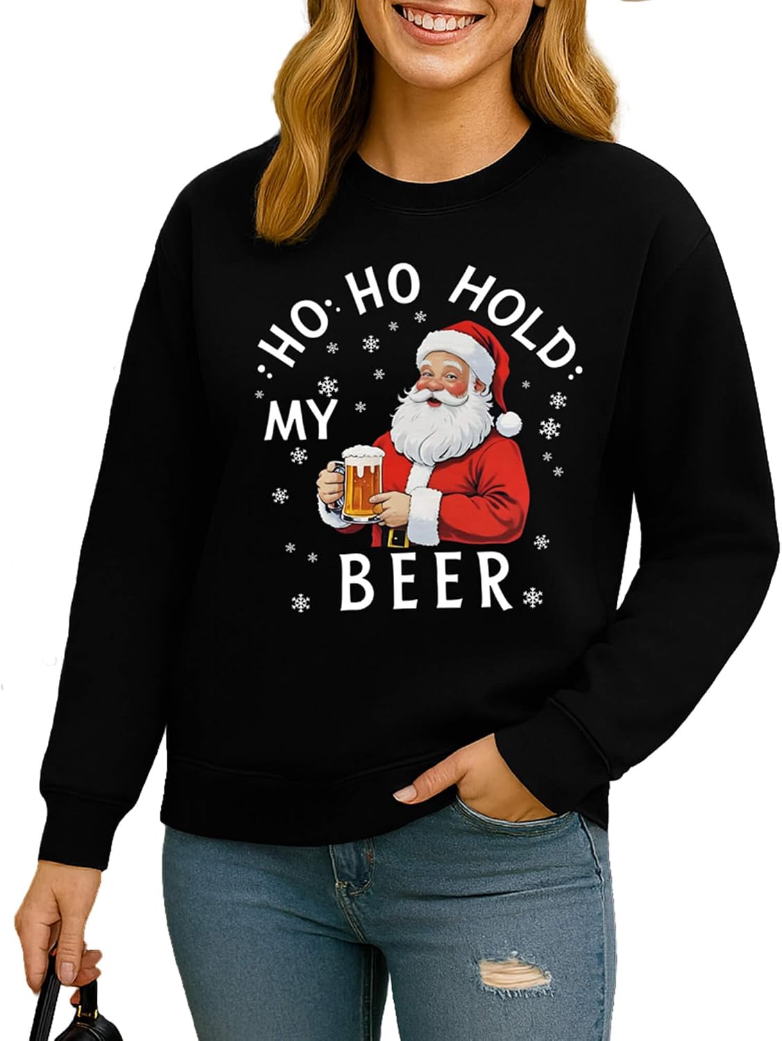 Aiyino Merry Christmas Sweatshirt Festive Holiday Santa Claus Pullover Shirt Long Sleeve Crewneck for Women and Men