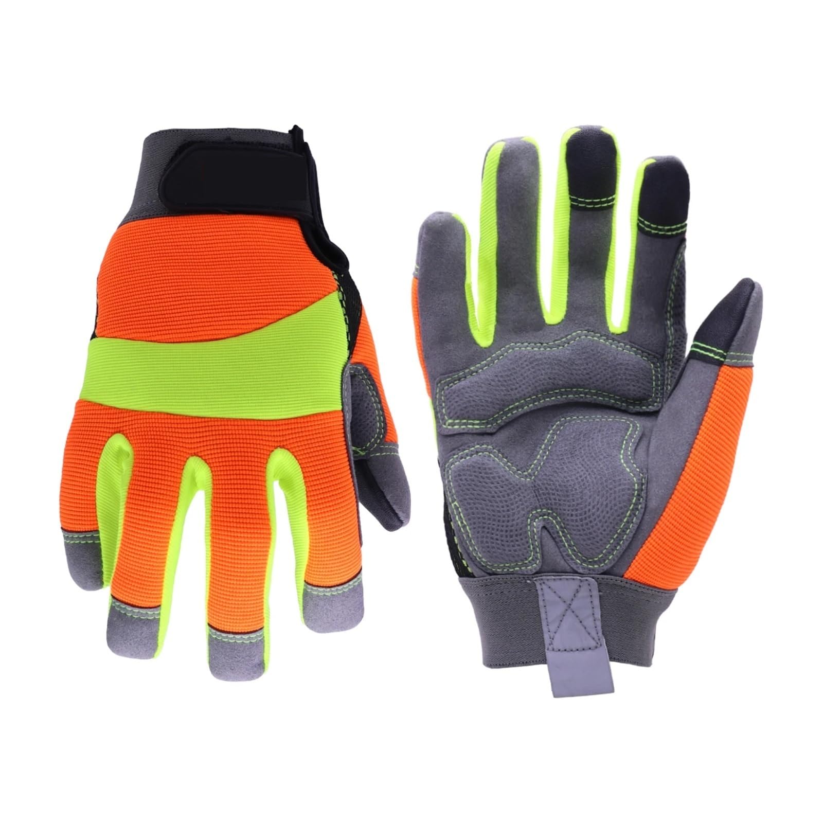 Compatibile con guanti da lavoro riflettenti ad alta visibilità Guanti di sicurezza antivibranti Touch screen Arancione Flessibile sul retro in spandex(S)