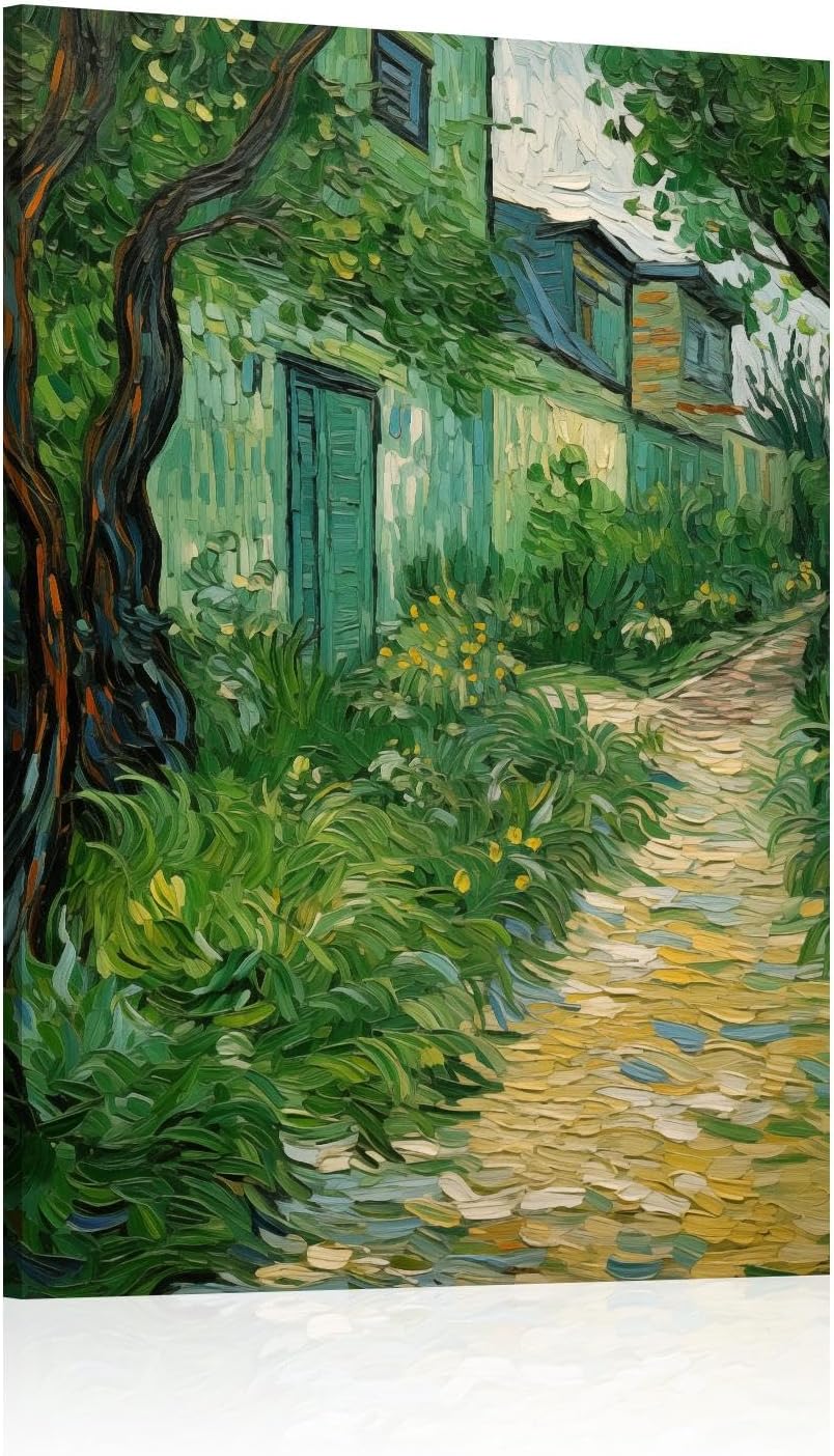 JGGXHM Wall Art Modern Artworks for Home Decor Canvas Prints Landscaped Backyard Patio Garden Plants Pictures for Living Room Decor -(75x100cm) 30x39in internal frame