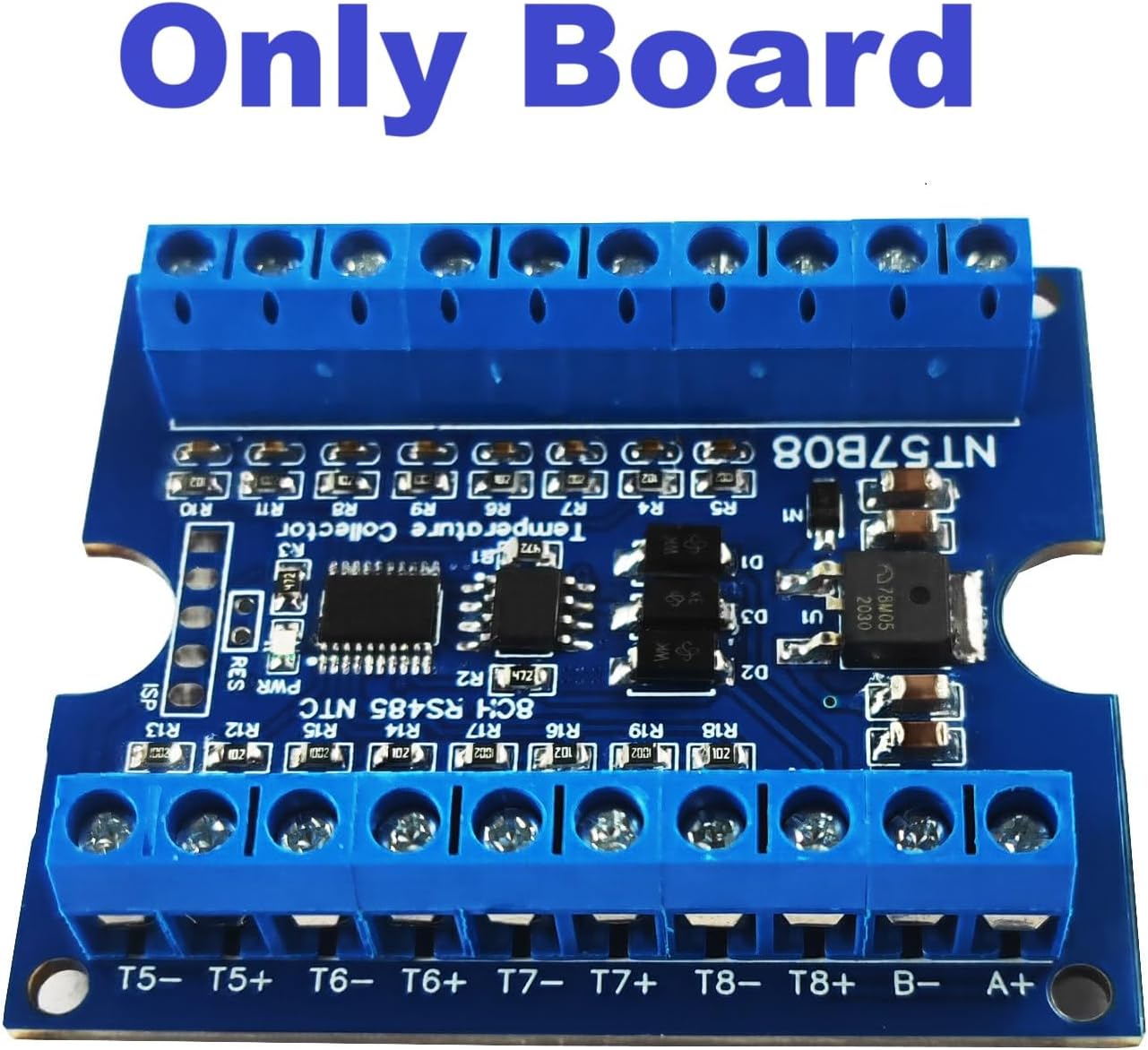 8CH Temperature & Resistance Acquisition Board Modbus RTU RS485 NTC Thermocouple Sensors Paperless Paperless Recorder Controller (Only Board+8X 5M NTC)