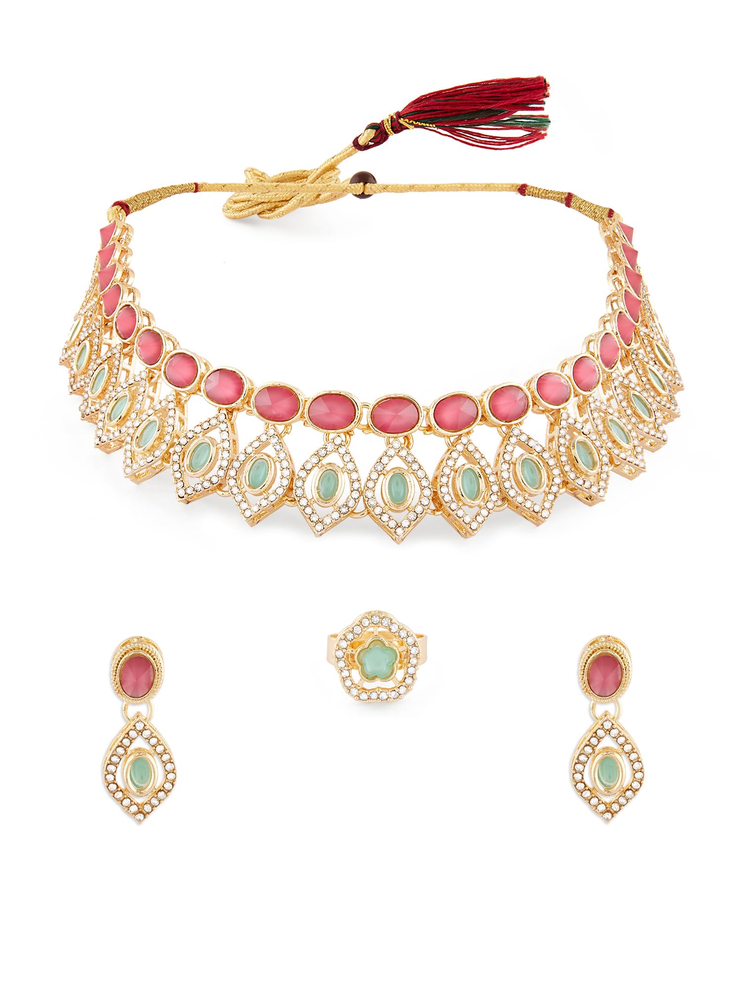 See full amazon price history chart for ZAVERI PEARLS Pink & Mint Green Stones Dazzling Austrian Diamonds Embellished Necklace Earring & Ring Set For Women-ZPFK17596 ZAVERI PEARLS Pink & Mint Green Stones Dazzling Austrian Diamonds Embellished Necklace Earring & Ring Set For Women-ZPFK17596 (B0CWV3H599) Amazon Price History, Amazon Price Tracker