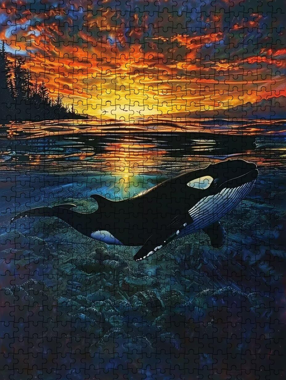 Puzzle 6000 Teile, Schwarzer Wal Puzzle Erwachsene 6000, Klassische Puzzles, Puzzlespiele für Die Ganze Familie, Mit Schöner Verpackung, Dekoration Puzzles und Geschenke FNKL3-392