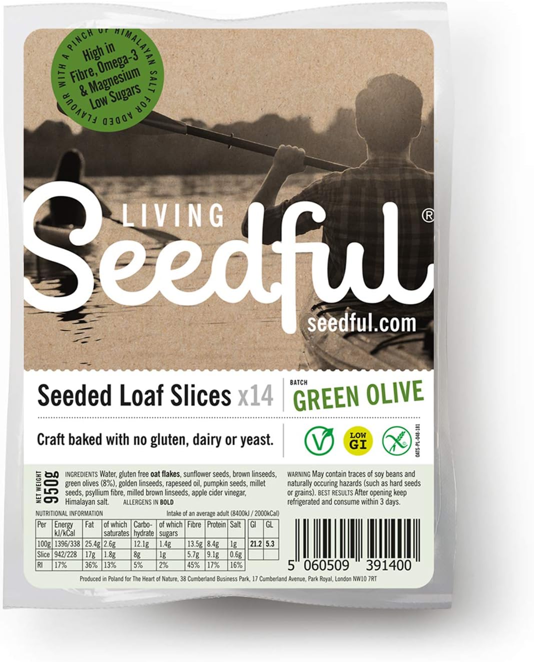 SEEDFUL Seeded Loaf with Olive 14 Slices 950g ( Multipack: 2 x 950g ) Gluten Free Pure Grain Bread