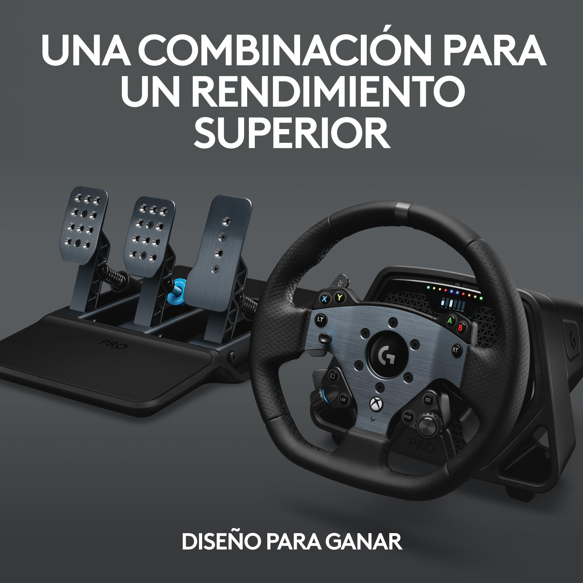 Logitech PRO Racing Wheel + PRO Racing Pedals, PS5, PS4 y PC | Pack volante y pedales, accionamiento directo 11 N⋅m, respuesta ultrarrealista, acabado premium - Negro