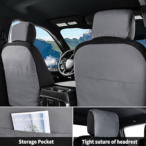 Miniatura 8 de Coverado Fundas de asiento delantero, protector de asiento de lona impermeable para cojines de asiento de automóvil para niños y perros, fundas de