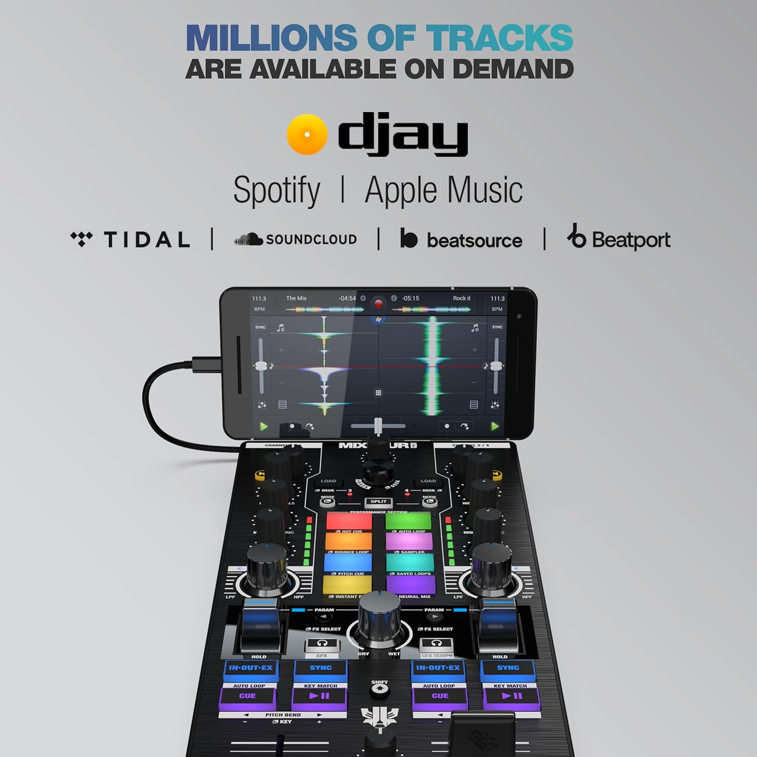 Reloop Mixtour Pro High-quality, ultra-portable, all-in-one four-deck DJ controller with audio interface