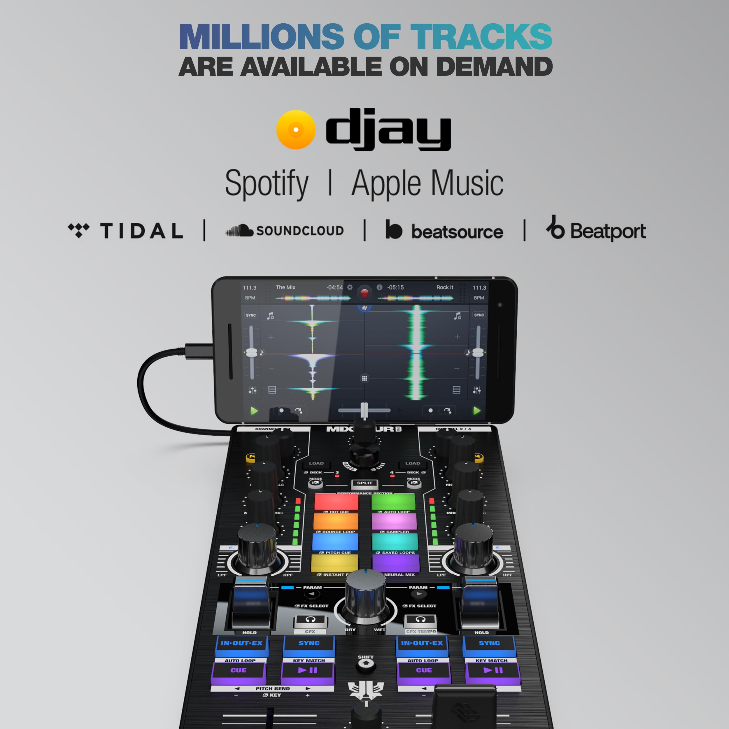 Reloop Mixtour Pro | Ultra Taşınabilir Hepsi Bir Arada 4-Deck USB