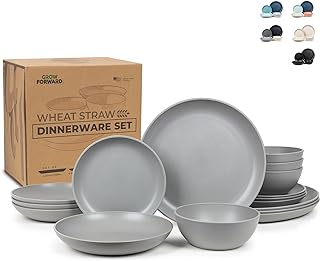 Grow Forward 16-piece Premium Wheat Straw Dinnerware Sets for 4 - Unbrea...