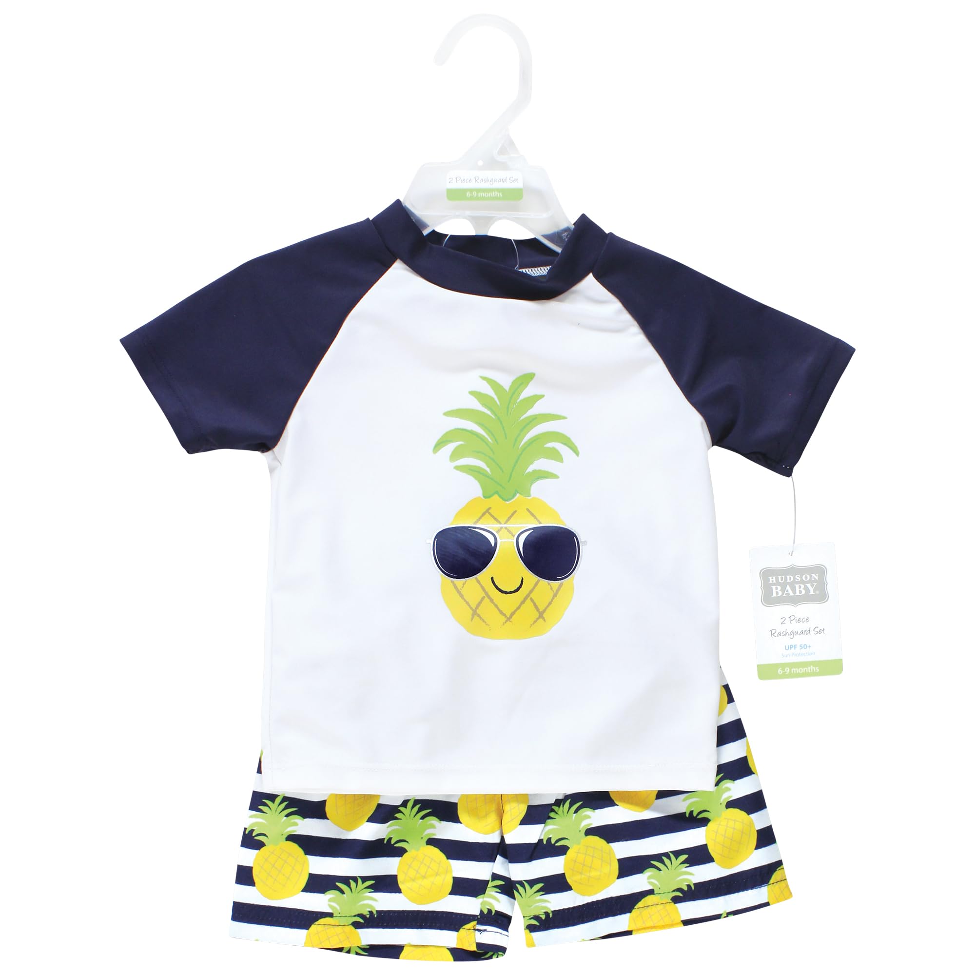 Hudson Baby Unisex Baby Swim Rashguard Set, Pineapple, 5T
