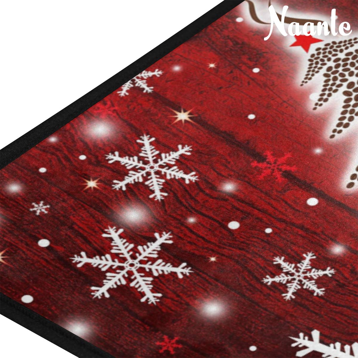 Naanle Christmas Anti Fatigue Kitchen Floor Mat, Coffee Christmas Tree Non Slip Absorbent Comfort Standing Mat Kitchen Runner Rug for Hallway Entryway Bathroom Living Room Bedroom 39 x 20 Inches