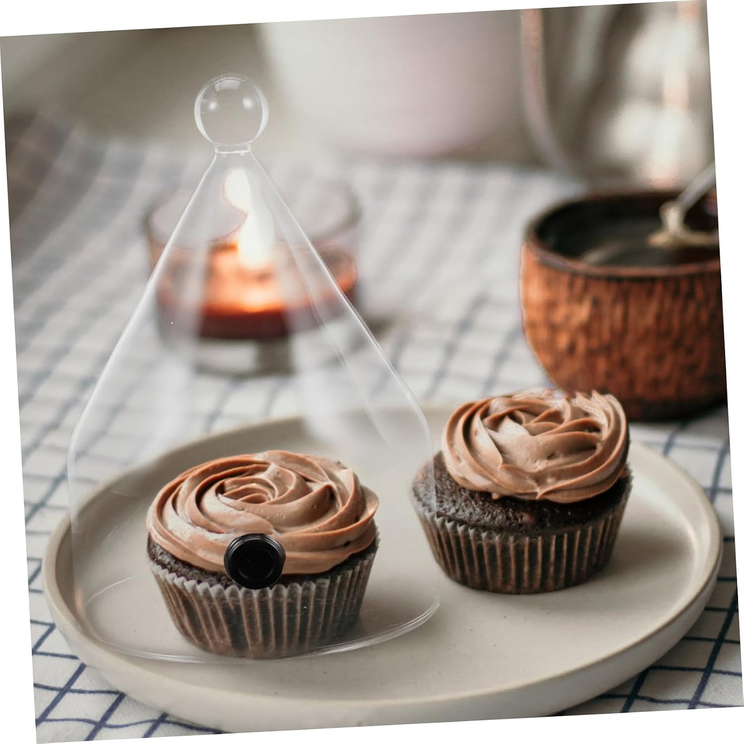 DECHOUS Glass Smoke Cloche Dome Cover Thickened Glass Cover for Desserts Cakes and Food Display Elegant Kitchen Accessory for Home and Restaurants