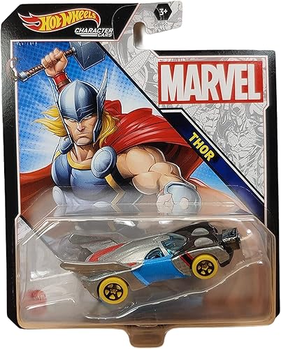 Hot Wheels Marvel Thor - Coche de personajes de Marvel, vehículo fundido a presión a escala 164, multicolor, 3 pulgadas