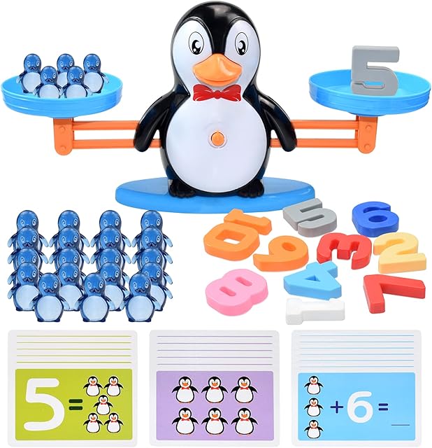 BAKAM Balance Math Counting Toys, Educational Number Toys for Kids, STEM Learning Toys for Boys Girls Age 3+ (Penguin)