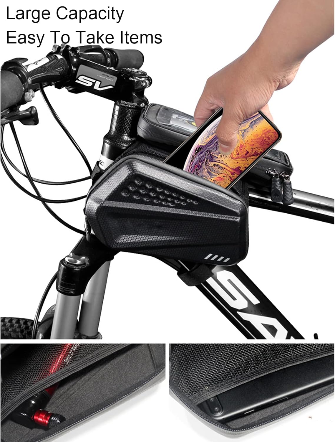 Large Capacity Waterproof Bicycle Bag Saddle Bags Touch Screen MTB Frame Front Top Tube Bag Phone Holder Bicycle Accessories
