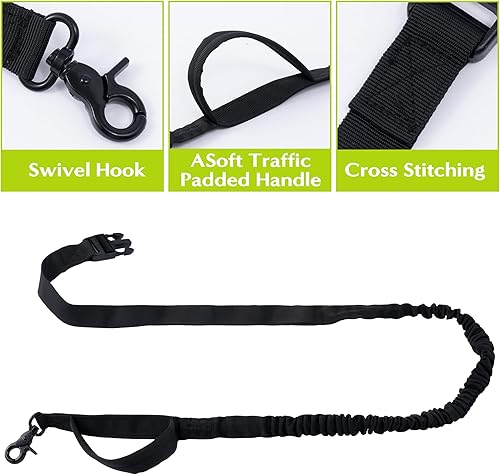 Miniatura 4 de Correa de perro manos libres, correas de cintura para correr con bolsa de cremallera, cinturón reflectante ajustable, mango doble elástico retráctil