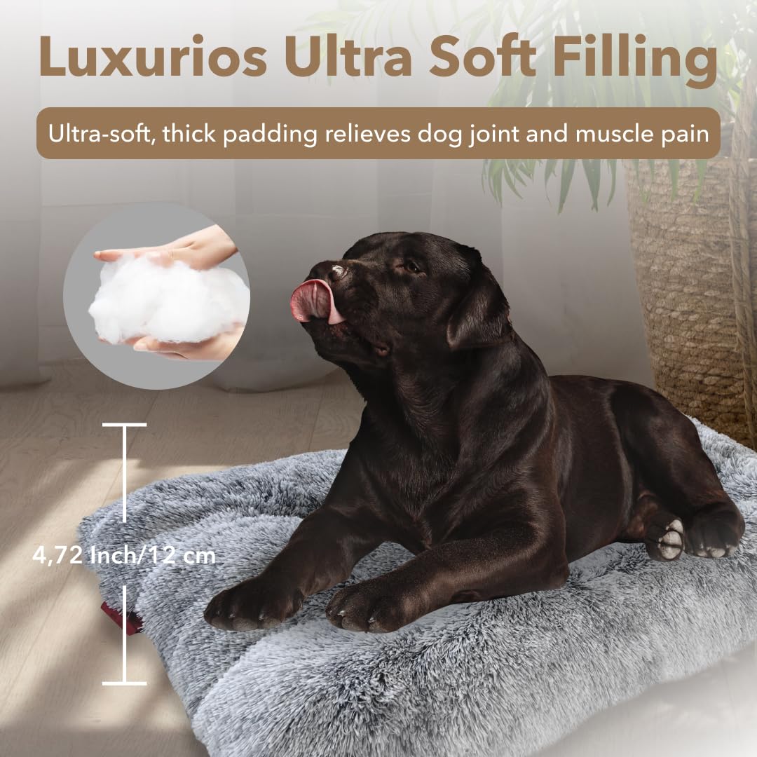 Dog Bed WITH LOVE, Washable, Crate Mattress, Calming Fluffy, Anti Anxiety, Deluxe Plush Mat with Anti-Slip Bottom, Size XL 95x65x12cm - Image 2