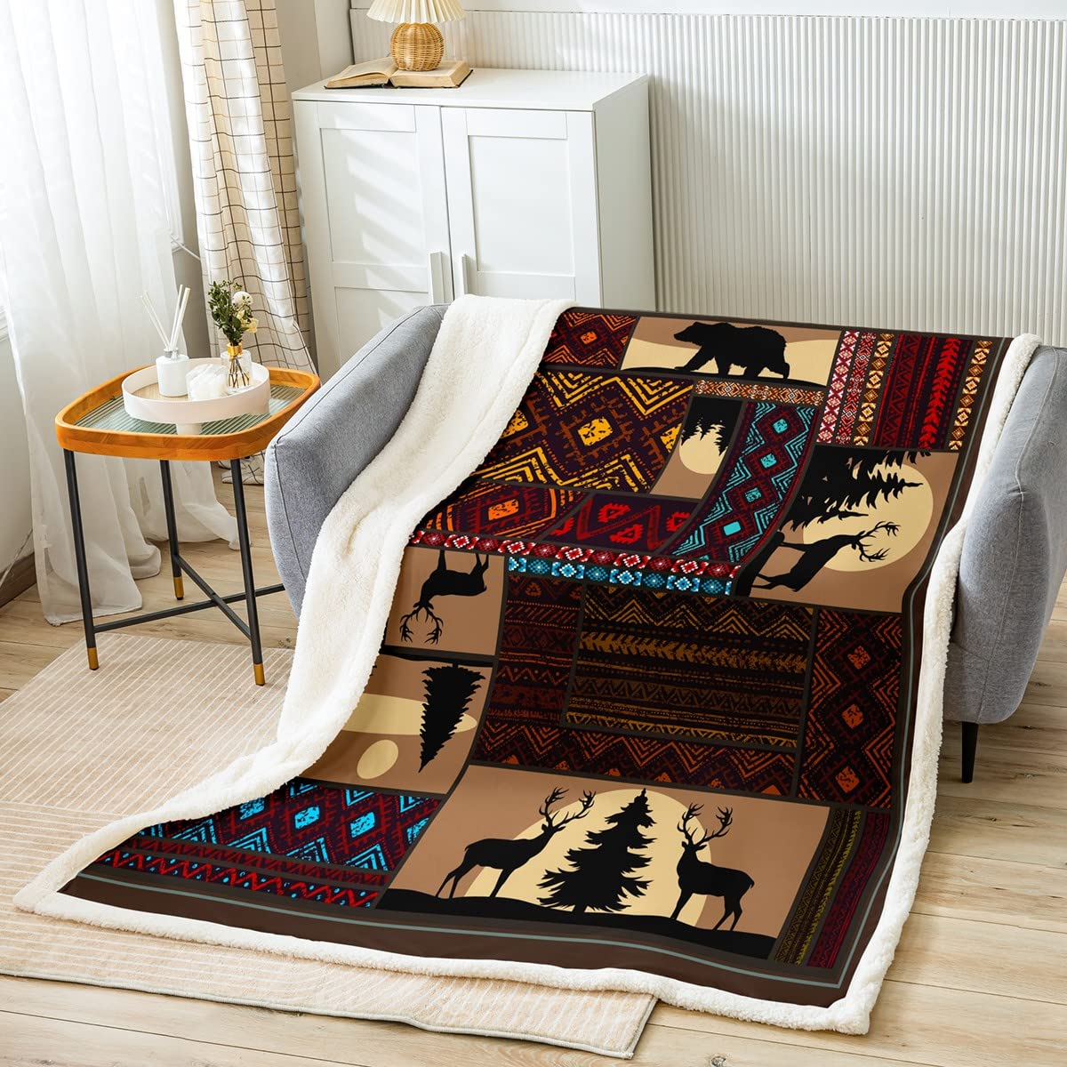 Amazon.com: Deer Moose Bear Fleece Blanket 40