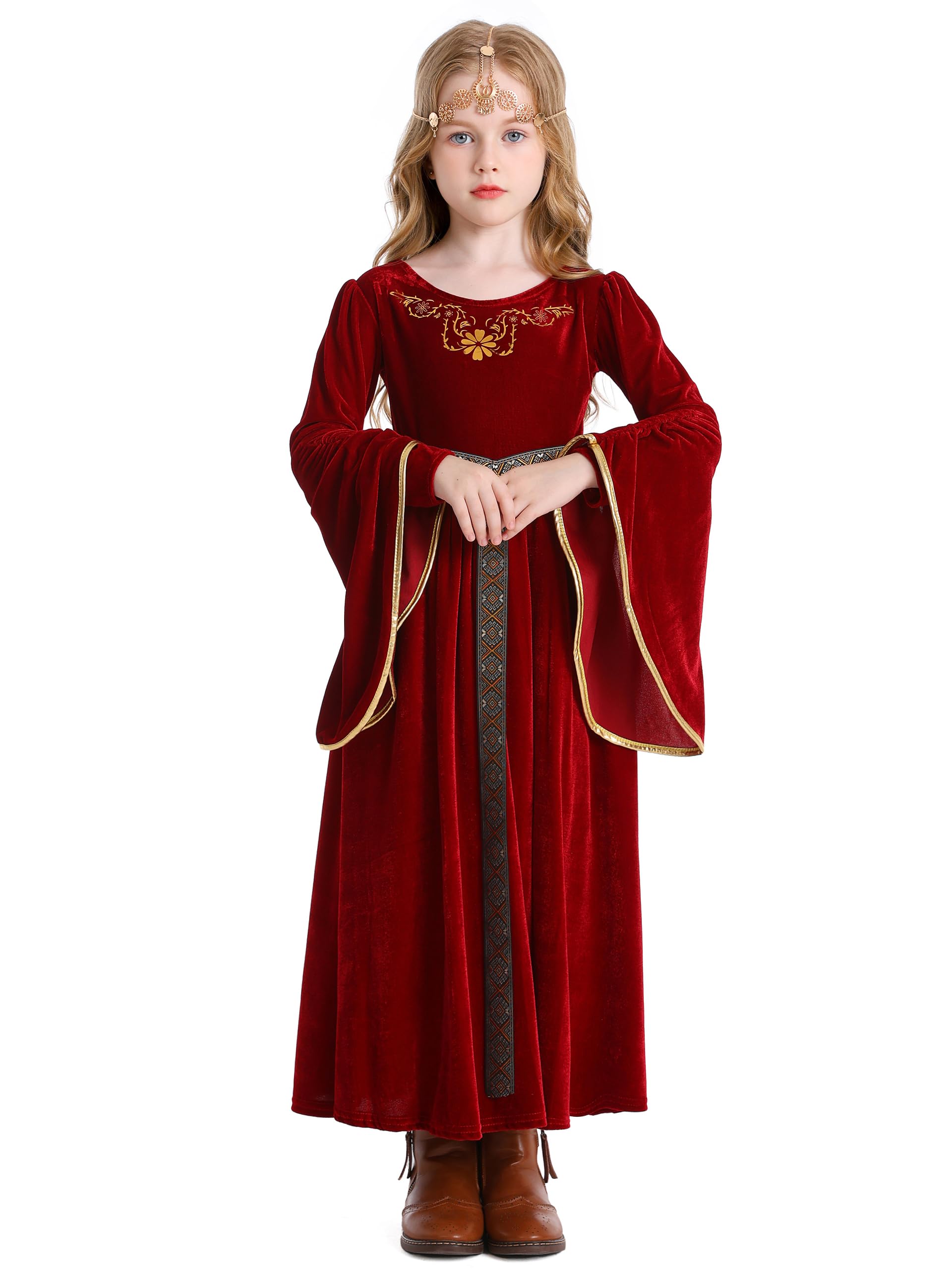 LANBETI Renaissance Dress for Girls Medieval Princess Girls Costume Halloween Cosplay Renaissance Faire Outfit For Kids