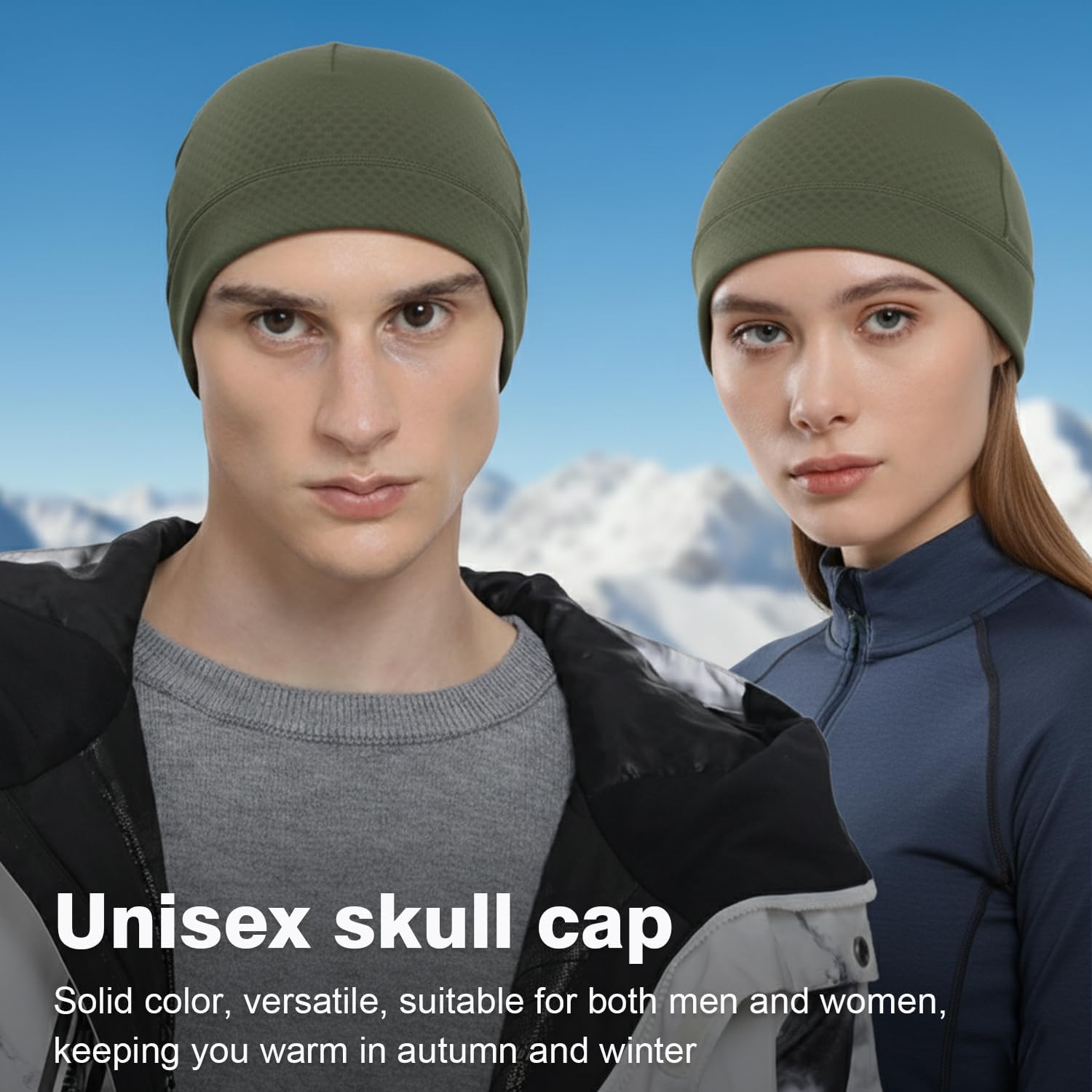 2 Pack Winter Warm Skull Cap for Men,Women Thermal Beanie Running Beanie Cycling Hat Helmet Liner - Image 4
