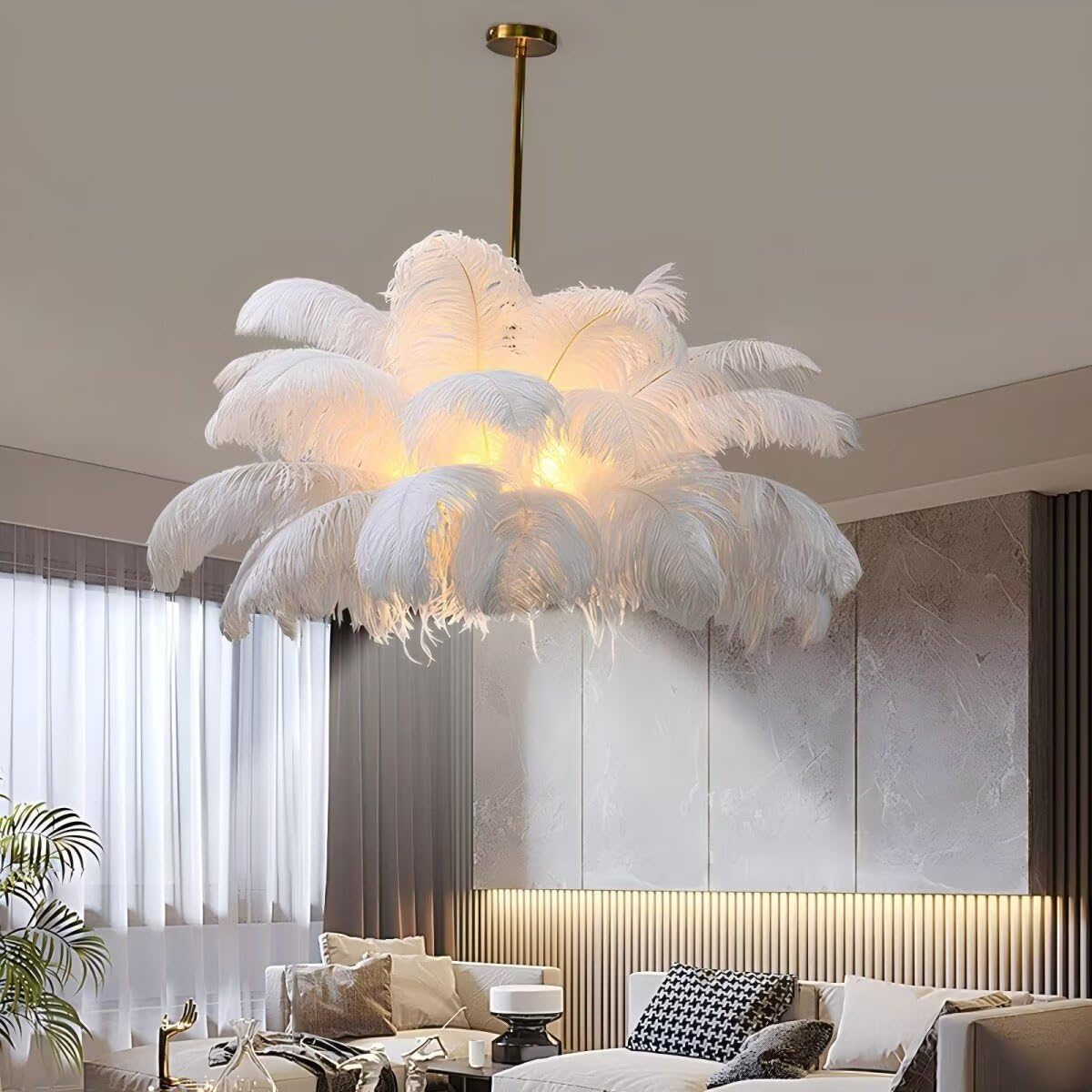 Kreatywna biała lampa wisząca, nordycka 80 cm, reflektor LED 4500 K, nowoczesna lampa wisząca do salonu, sypialni, jadalni, pokoju dziecięcego.