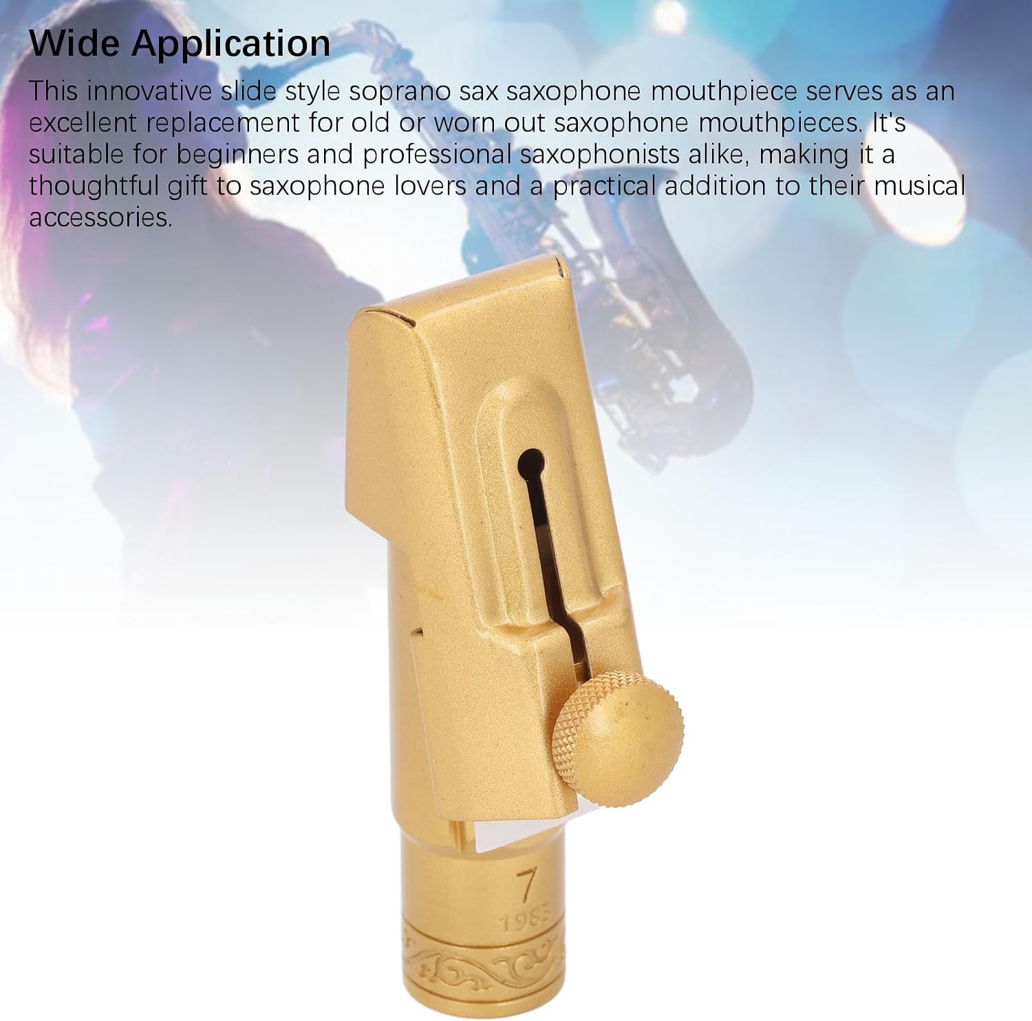 Bb Soprano Saxophone Mouthpiece, #7 Metal Slide Style Brass Soprano Sax Mouthpiece for Beginners