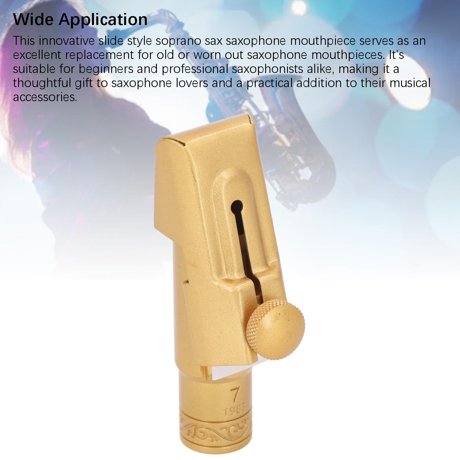 Dpofirs Bocchino per Sax Soprano in Ottone Placcato Oro Smerigliato con Tono Brillante per Esibizioni Professionali e Pratica per Sassofonisti