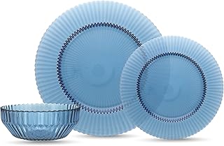 Fortessa Archie Glass 12 Piece Dinnerware Set (Service for 4), Cornflower Blue