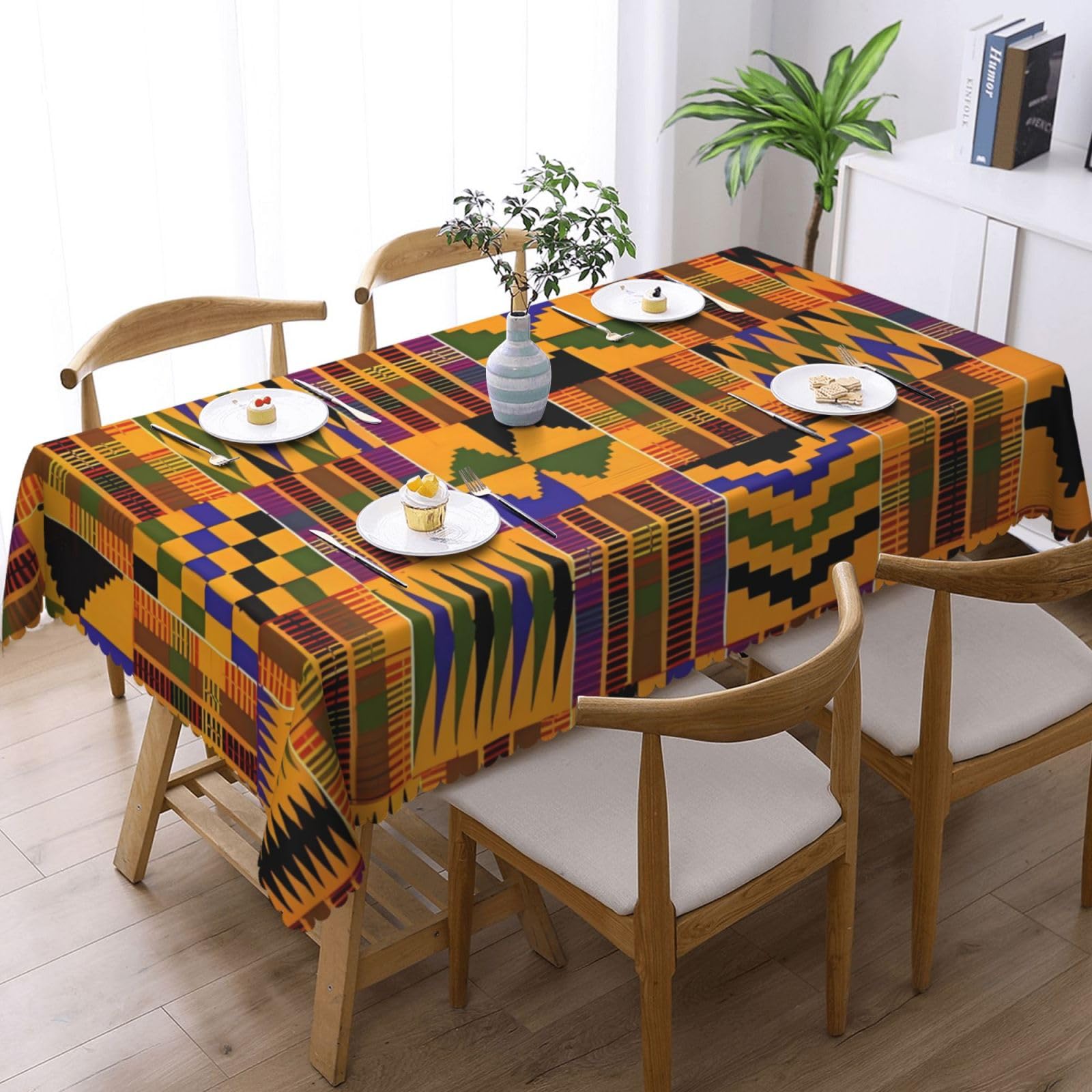 Tovaglia Etnica ABAKUHAUS – Design Zebra Tribe (140x200 Cm, Rubino E Senape)