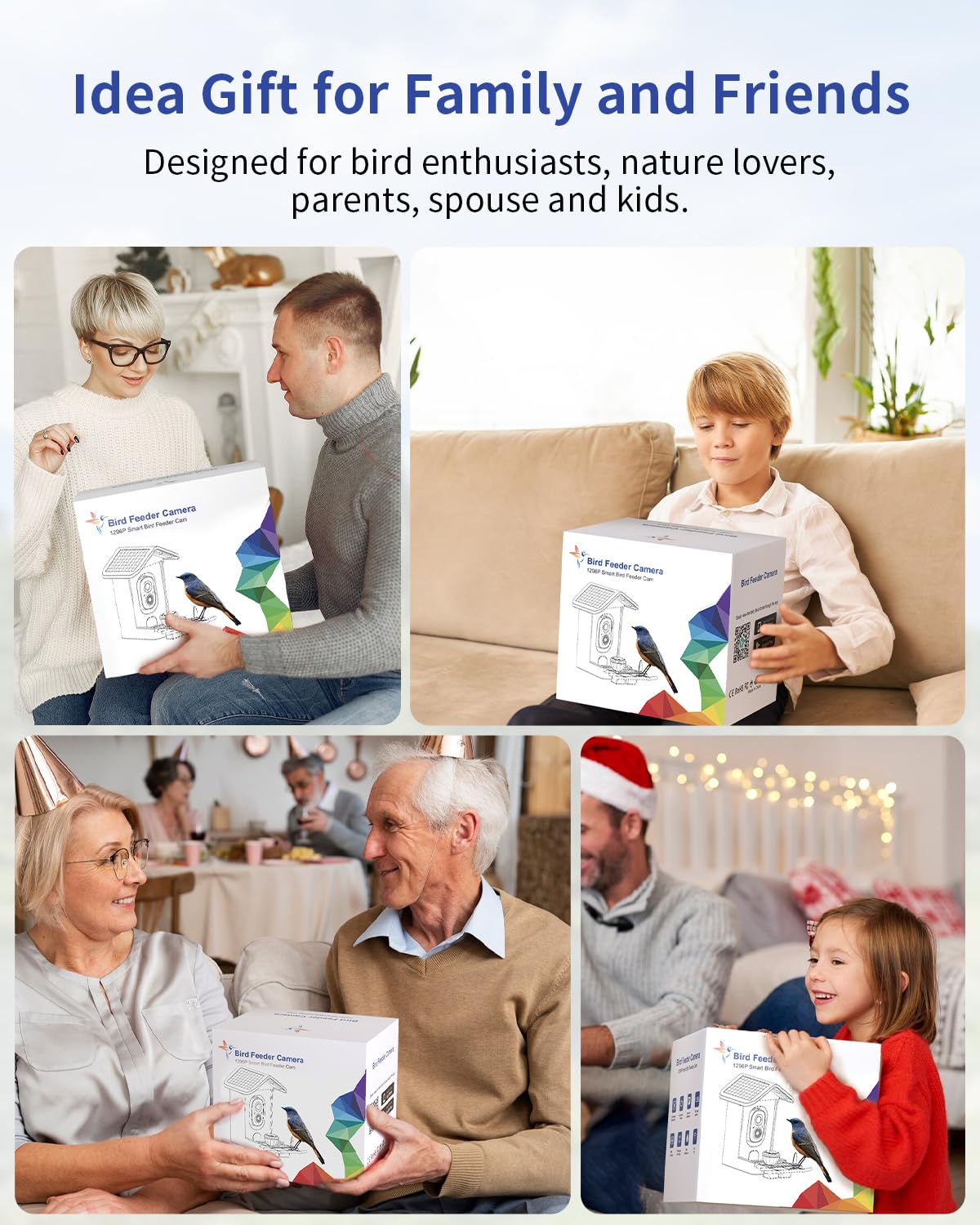 Comedero para pájaros con cámara, cámara inteligente 2K para pájaros con energía solar, identificación de especies de pájaros, notificaciones instantáneas, regalo ideal para familiares y amantes de