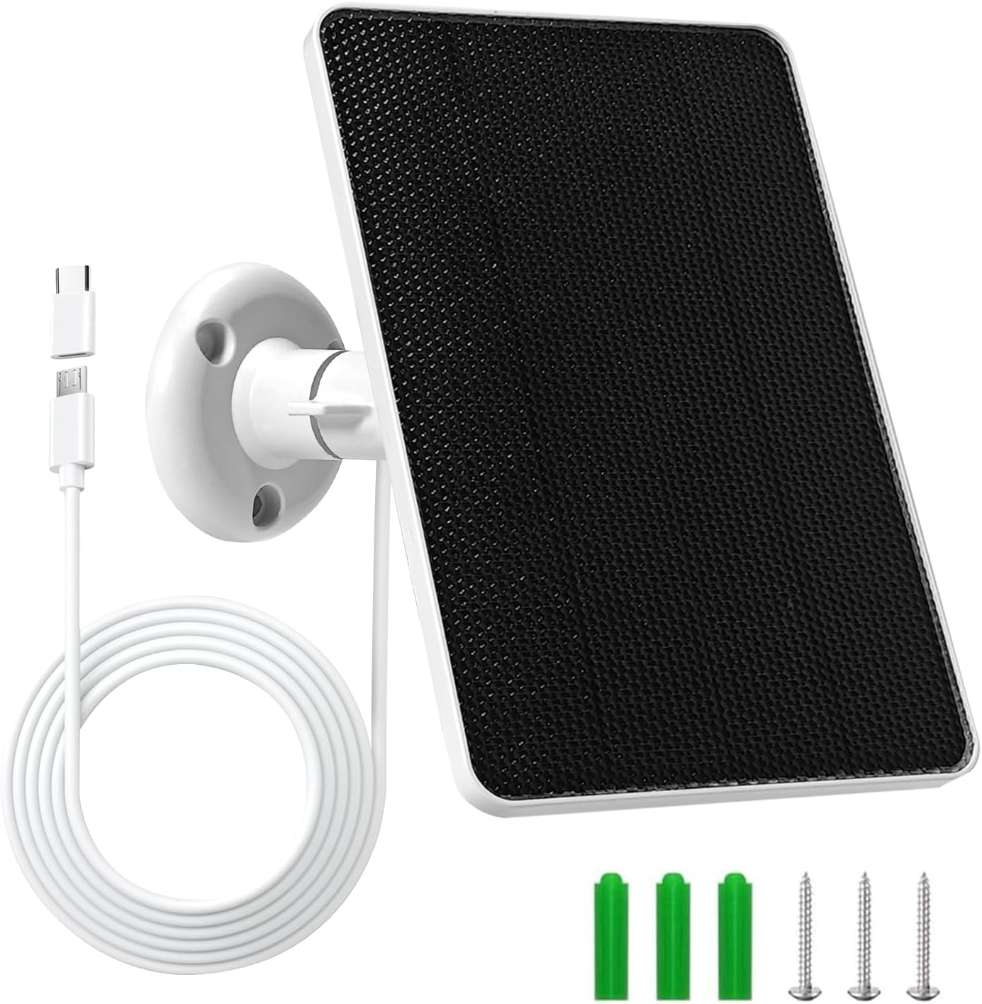 Solar Panel for Security Camera, Camera Solar Panel IP65 Waterproof,Type C Solar Panel Charger and Micro USB Solar Panel for Camera with 360° Adjustable Bracket,Security Camera Solar Panel