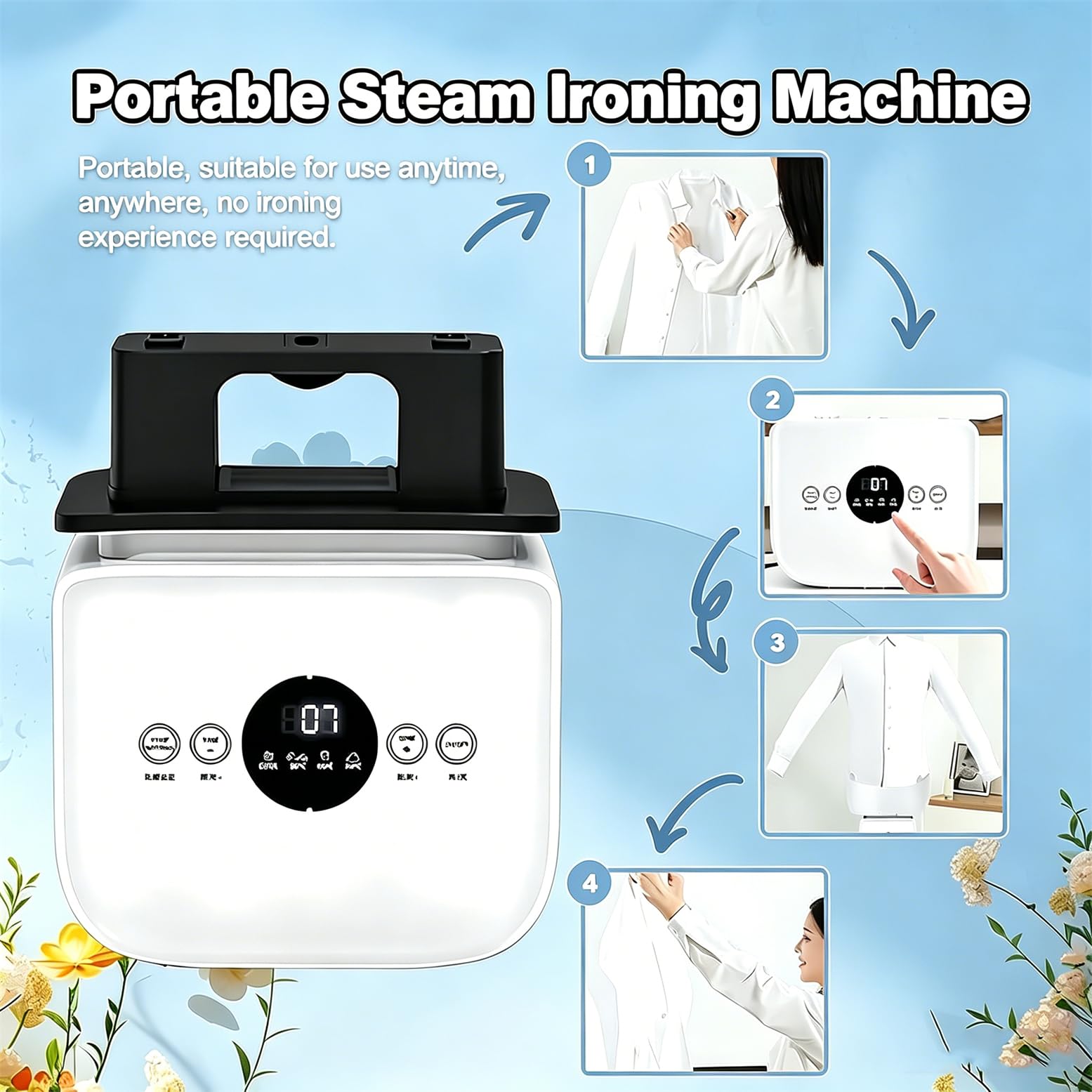 Stiratrice Automatica 1400W, Stiratrice a Vapore Gonfiabile per Camicie Di Qualsiasi Tipo Di Tessuto, Abbigliamento E Scarpe, Asciugatrice E Dispositivo Antipiega a Mani Libere, Temperatura Regolabile
