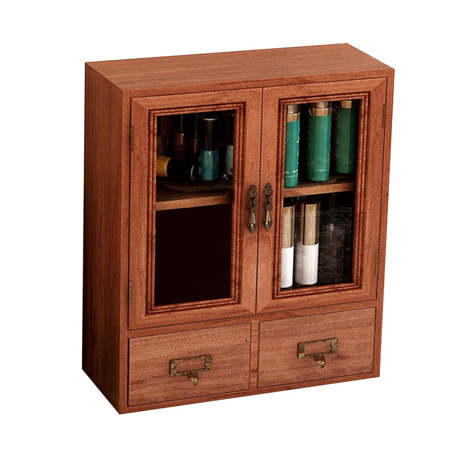 キャビネット　蛇腹シャッター　木製　ウッド　引き出し　二段収納　飾り箱　小物入れ キャビネット 蛇腹シャッター 木製 ウッド 引き出し 二段収納