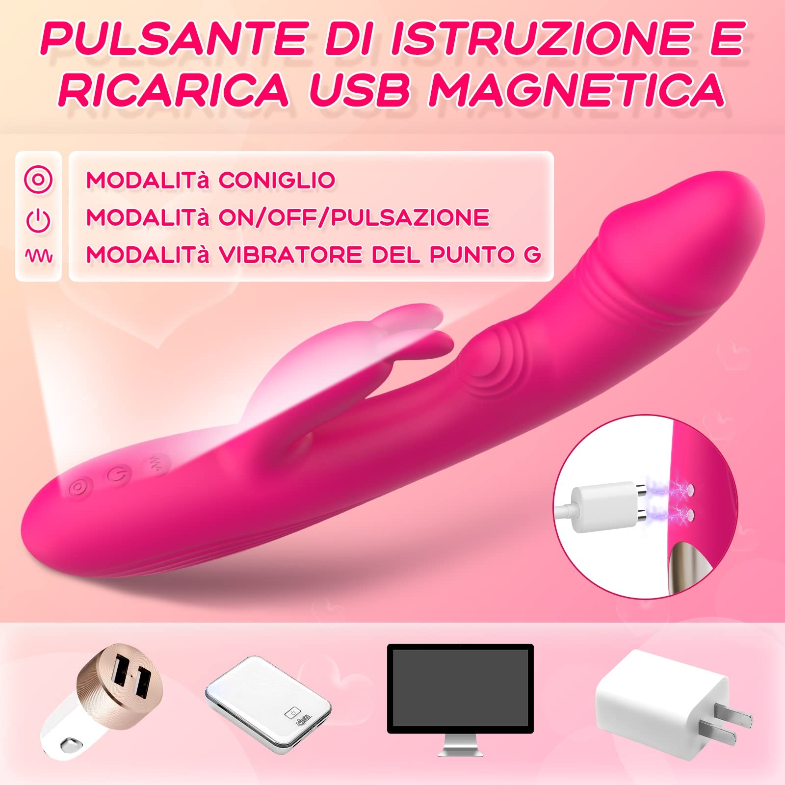 3 in 1 Vibratore Rabbit Vibratoreper Donna Punto g Squirting con 25 Modalità Vibratore Sessuale per Donna Giocattoli Sessuali Sex toys Vibratore Vibratori Clidoride
