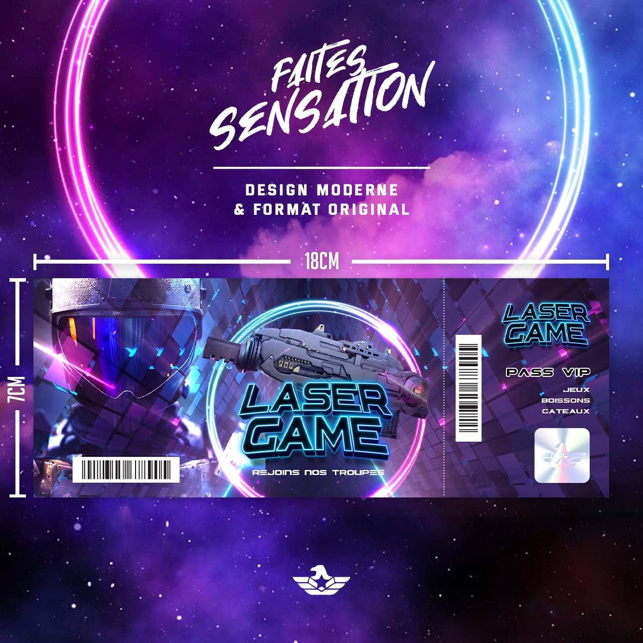 SoKawaï Lot De 12 Invitations Anniversaire Laser Game - Format Ticket En Français Pour Enfants