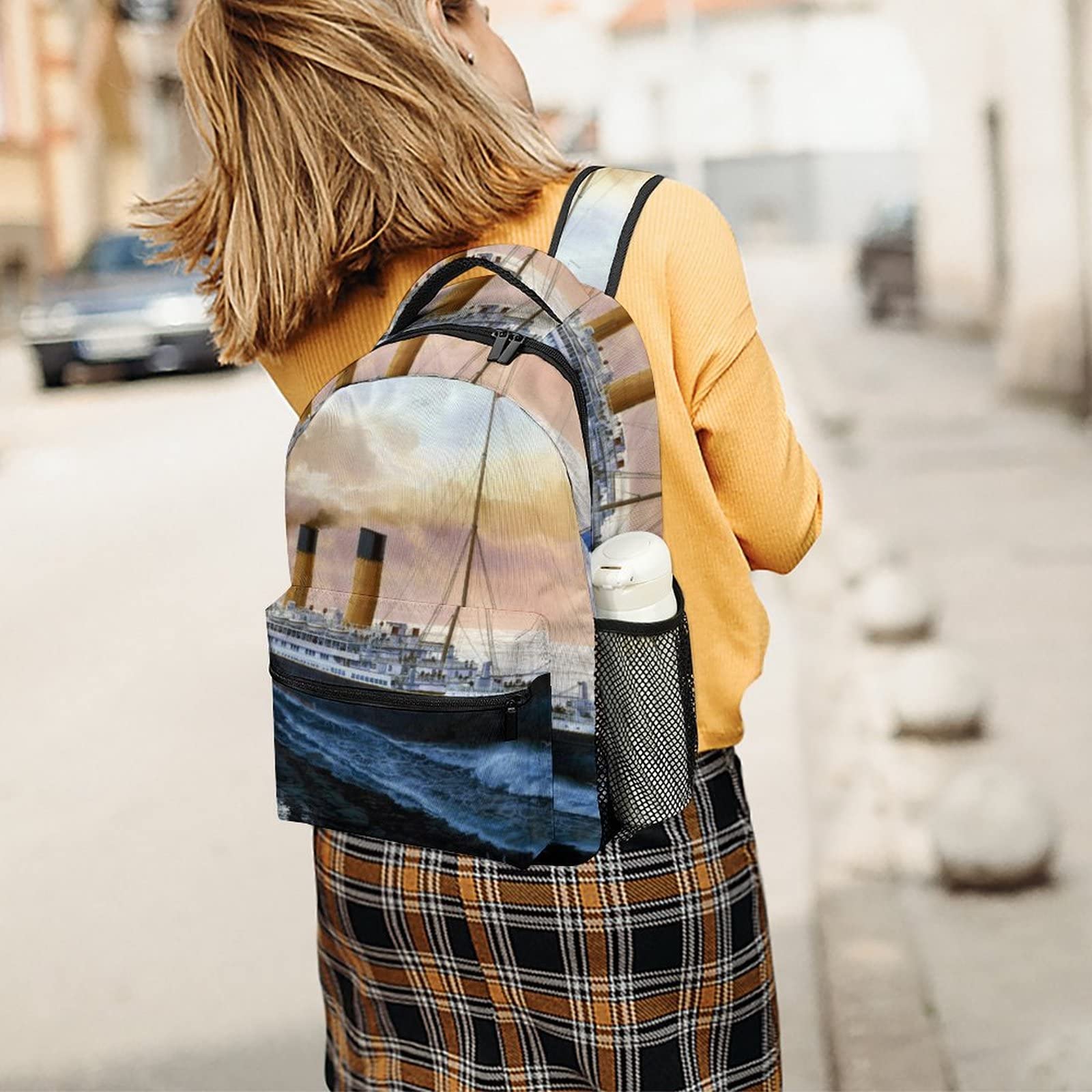 Retro Titanic Laptop Backpack - Vintage Historic Design Shoulder Bag, Travel Daypack For Men & Women