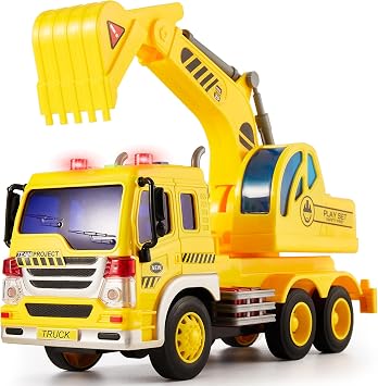 HERSITY Kids Toy Digger, Truck Lorry Toys Construction Vehicles with Lights and Sounds Cars Educational Toys Gifts for Children 3 4 5 6 Years Old Boys and Girls | Great Toys Machine for Kids, 1/16 Excavator Gift for Boys and Girls 3 4 5 Years Old Outdoor Games with Sand
